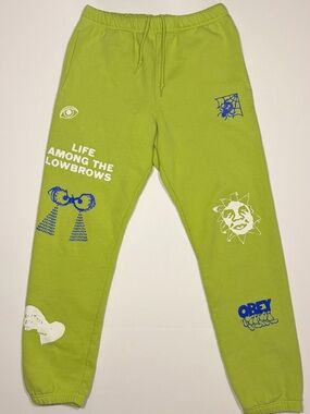 Obey Men’s Joggers Green Blue Size M Streetwear Athleisure
